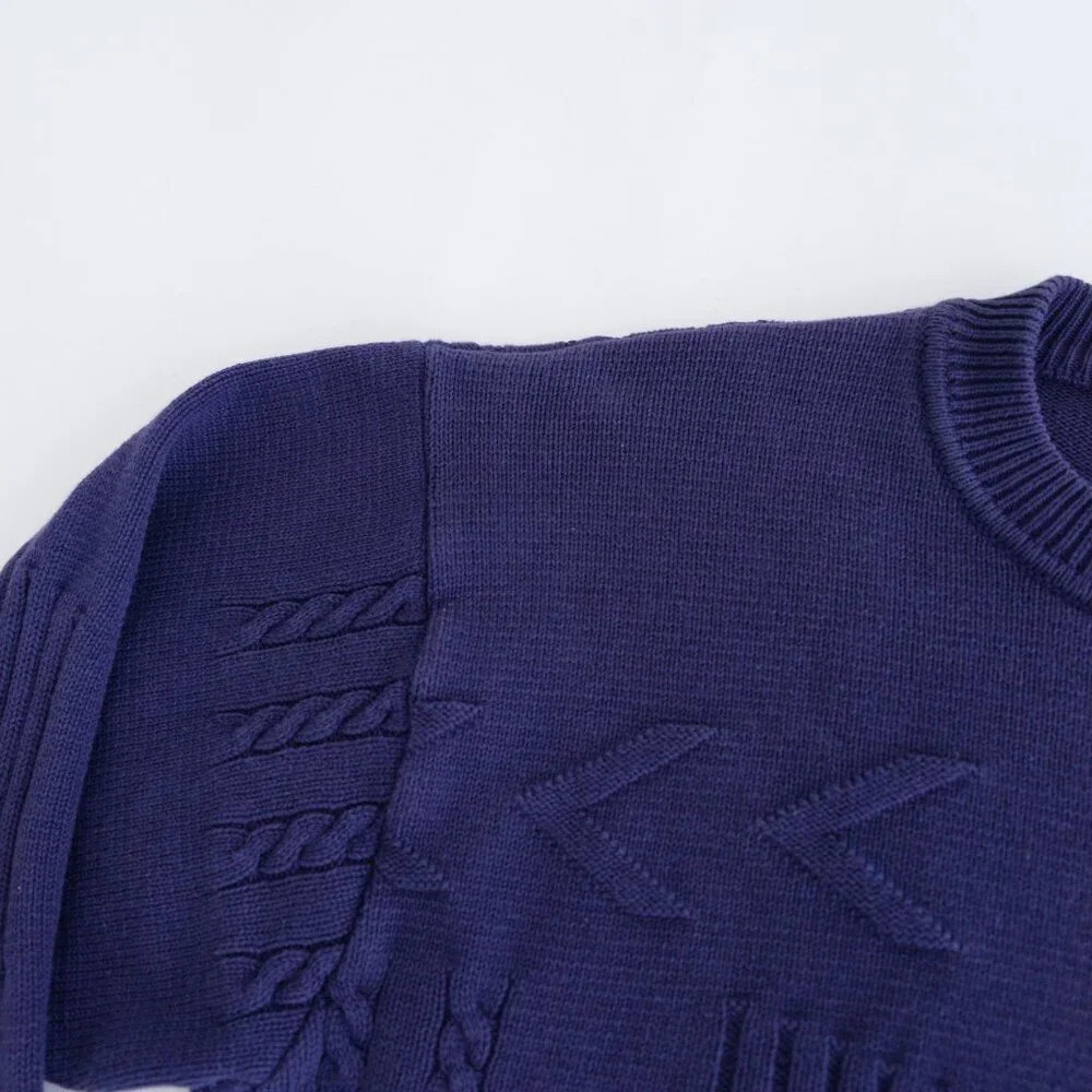 Vintage Jockey Euroline Navy Knit Geometric Shapes Crewneck Sweater L - Picture 11 of 12